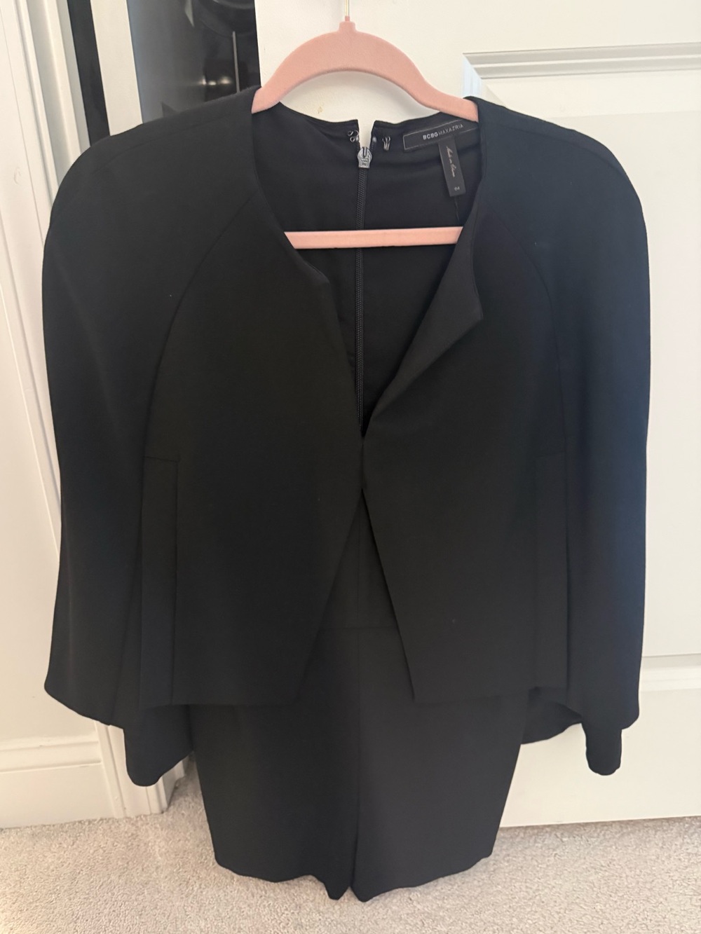 BCBGMAXAZRIA Brianne black caped jumpsuit size 4 NWOT